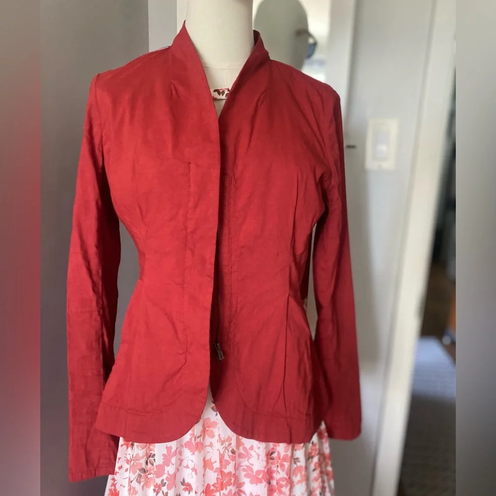 Eileen Fisher Red Linen Jacket - Picture 2 of 10